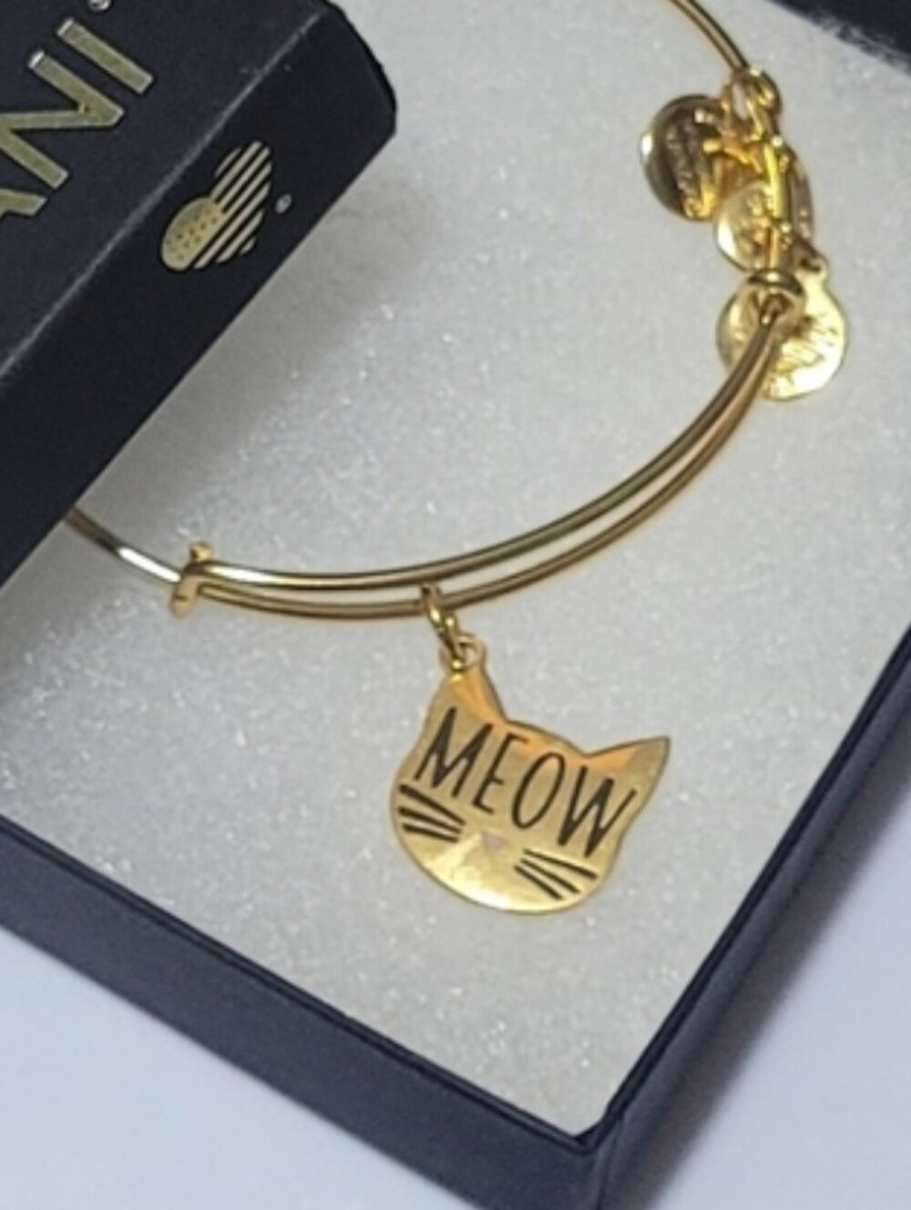 New Alex and Ani Gold Tone Cat Meow Charm Bracelet